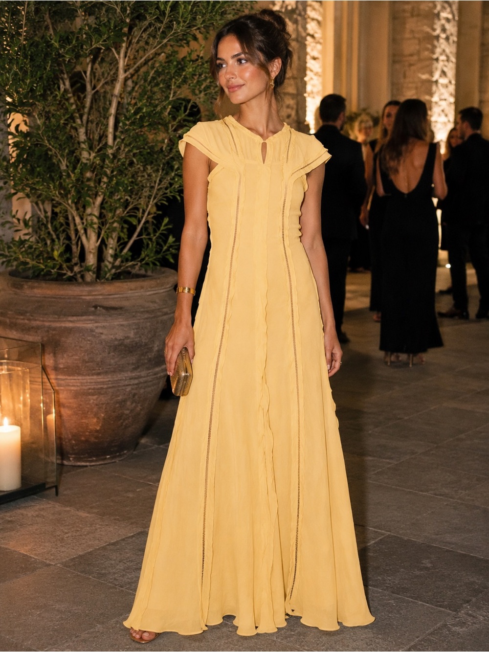 H&M Studio Collection Yellow Ruffled Maxi Dress - Picture 2 of 10
